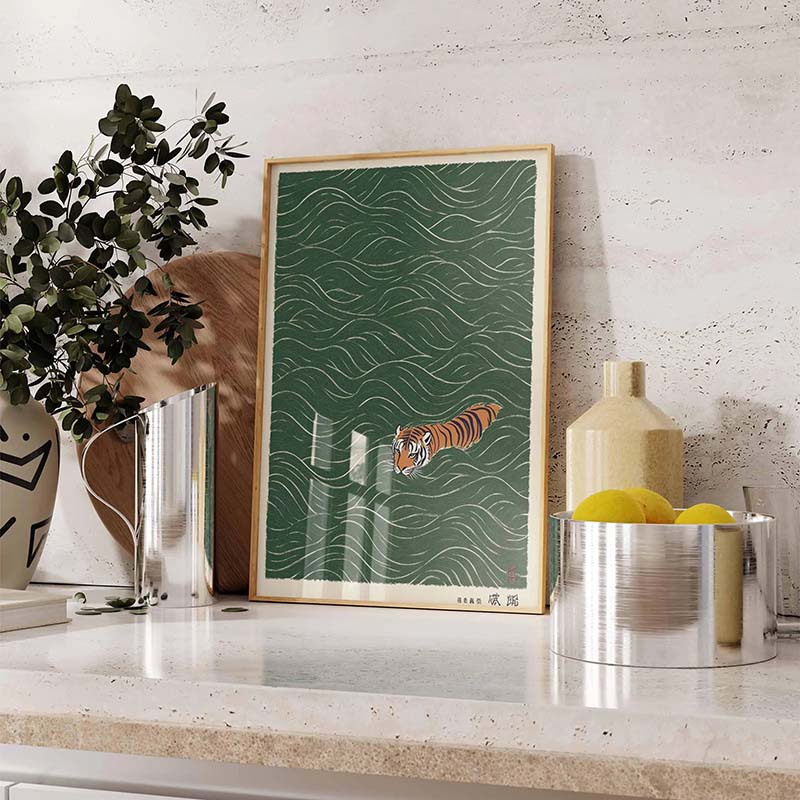 Póster de tigre japonés, pintu - Japanese Minimalist Lifestyle reseña y precio